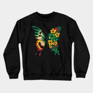 Butterfly Juneteenth Rasta Reggae Jamaica Women Girls Cute Crewneck Sweatshirt